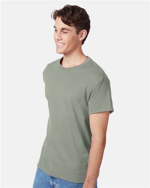 Hanes 5250 Authentic T-Shirt - Stonewashed Green - model side