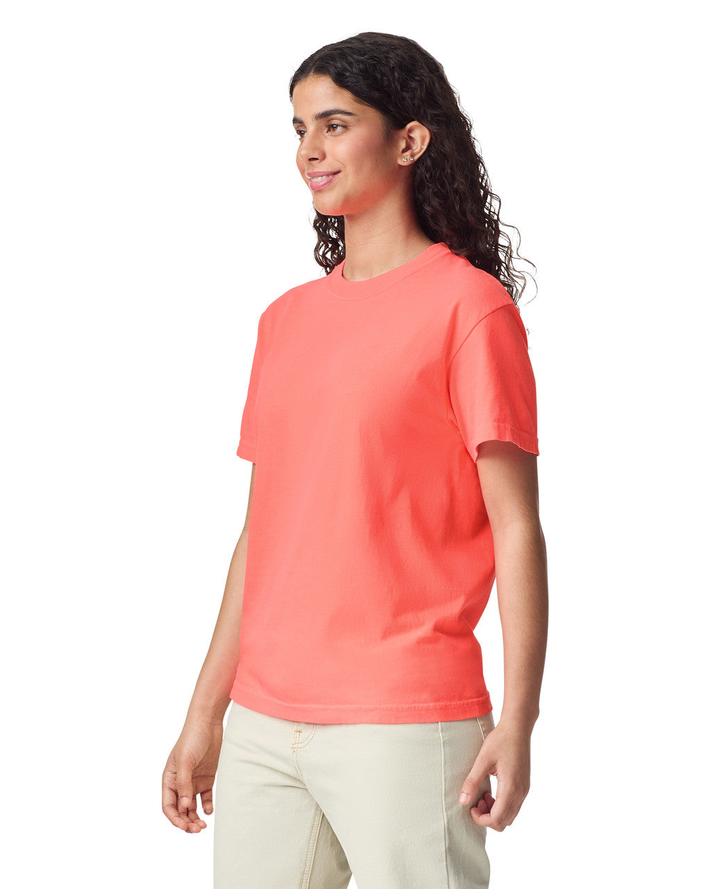 Comfort Colors C1717 Garment-Dyed Heavyweight T-Shirt - Neon Red Orange - model back