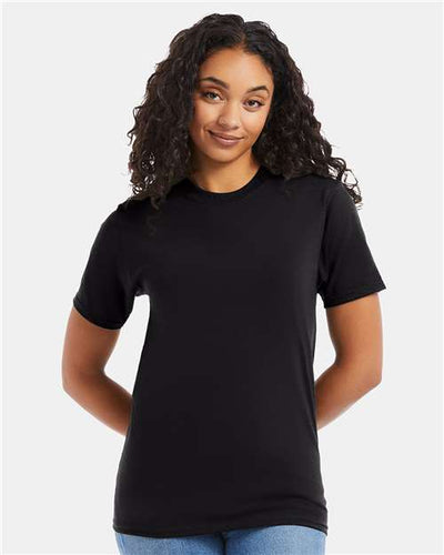 Hanes 5180 Unisex Beefy-T T-Shirt - Black - model front