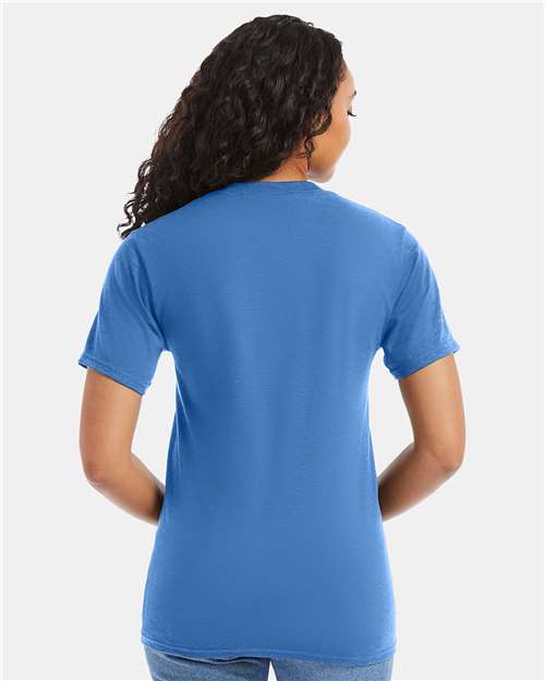 Hanes 5180 Unisex Beefy-T T-Shirt - Carolina Blue - model back