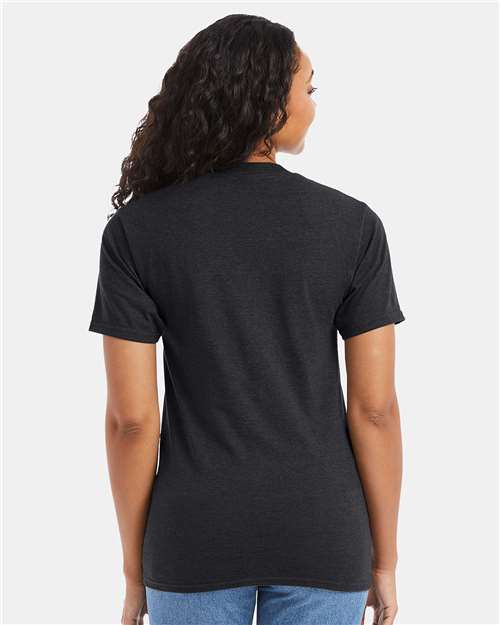 Hanes 5180 Unisex Beefy-T T-Shirt - Charcoal Heather - model back