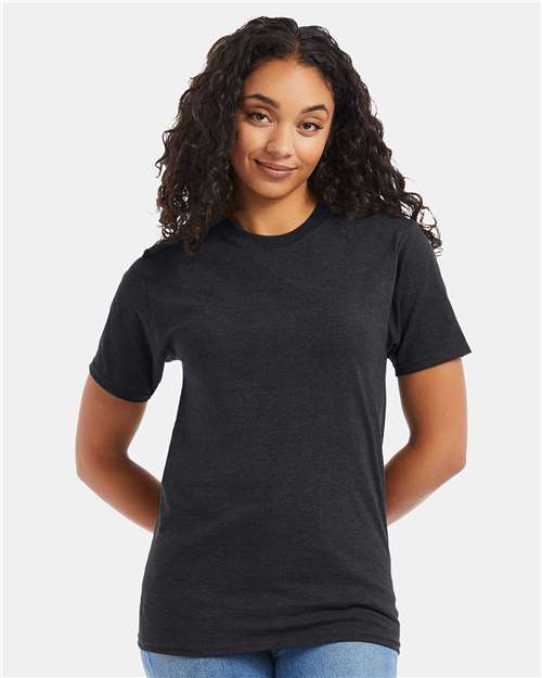 Hanes 5180 Unisex Beefy-T T-Shirt - Charcoal Heather - model front