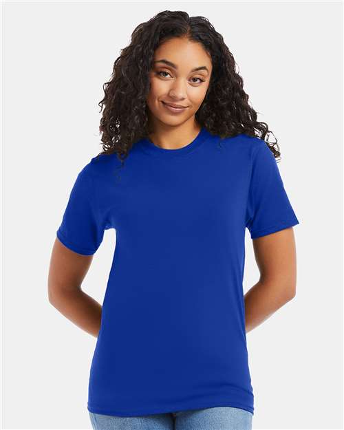 Hanes 5180 Unisex Beefy-T T-Shirt - Deep Royal - model front