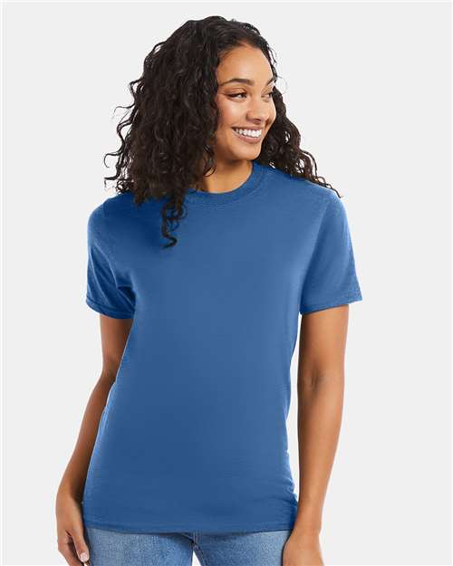 Hanes 5180 Unisex Beefy-T T-Shirt - Denim Blue - model front