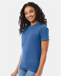 Hanes 5180 Unisex Beefy-T T-Shirt - Denim Blue - model side