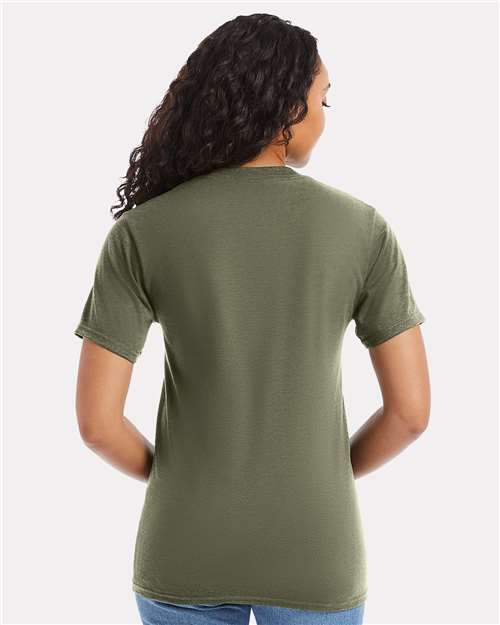 Hanes 5180 Unisex Beefy-T T-Shirt - Fatigue Green - model back