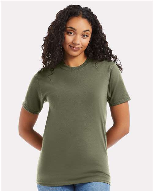 Hanes 5180 Unisex Beefy-T T-Shirt - Fatigue Green - model front