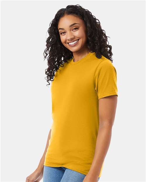 Hanes 5180 Unisex Beefy-T T-Shirt - Gold - model side