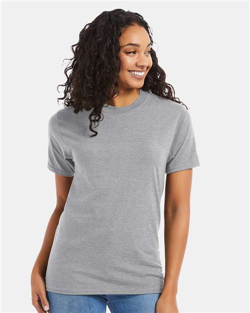 Hanes 5180 Unisex Beefy-T T-Shirt - Light Steel - model front