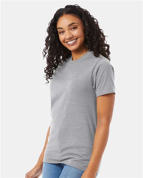 Hanes 5180 Unisex Beefy-T T-Shirt - Light Steel - model side