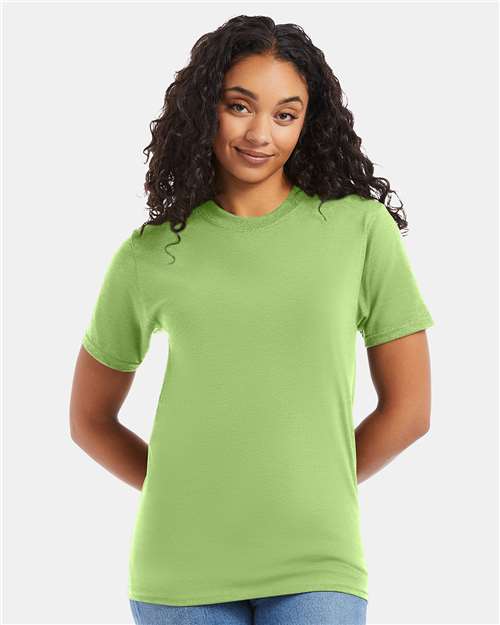 Hanes 5180 Unisex Beefy-T T-Shirt - Lime - model front