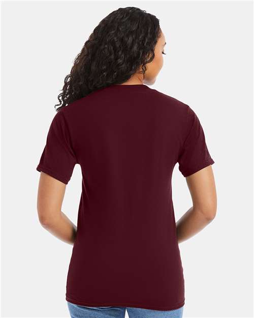 Hanes 5180 Unisex Beefy-T T-Shirt - Maroon - model back