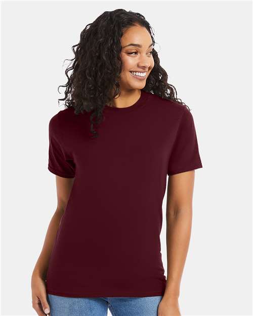 Hanes 5180 Unisex Beefy-T T-Shirt - Maroon - model front