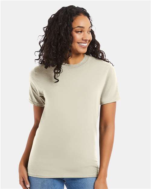 Hanes 5180 Unisex Beefy-T T-Shirt - Natural - model front