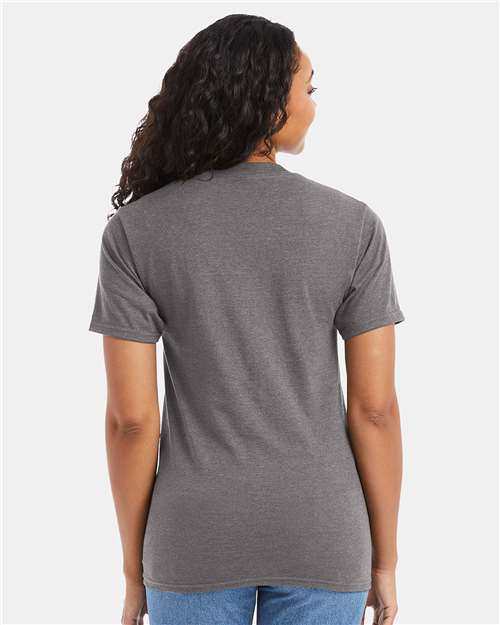 Hanes 5180 Unisex Beefy-T T-Shirt - Oxford Grey - model back