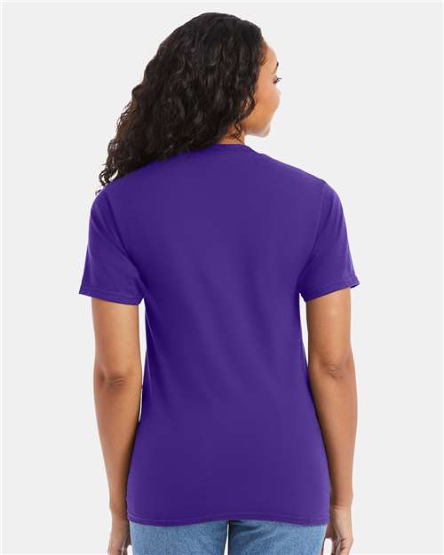 Hanes 5180 Unisex Beefy-T T-Shirt - Purple - model back