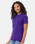 Hanes 5180 Unisex Beefy-T T-Shirt - Purple - model side