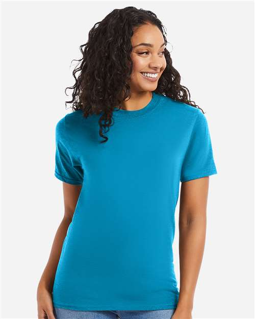 Hanes 5180 Unisex Beefy-T T-Shirt - Teal - model front