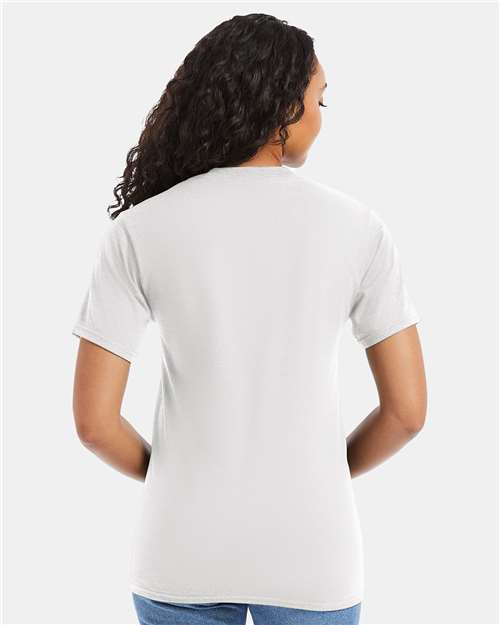 Hanes 5180 Unisex Beefy-T T-Shirt - White - model back
