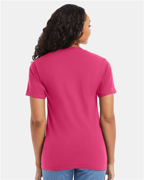 Hanes 5180 Unisex Beefy-T T-Shirt - Wow Pink - model back