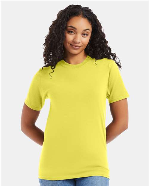 Hanes 5180 Unisex Beefy-T T-Shirt - Yellow - model front