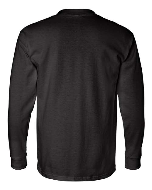 Bayside 8100 Unisex USA-Made Long Sleeve Pocket T-Shirt - Black - back