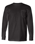 Bayside 8100 Unisex USA-Made Long Sleeve Pocket T-Shirt - Black - front