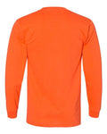 Bayside 8100 Unisex USA-Made Long Sleeve Pocket T-Shirt - Orange - back