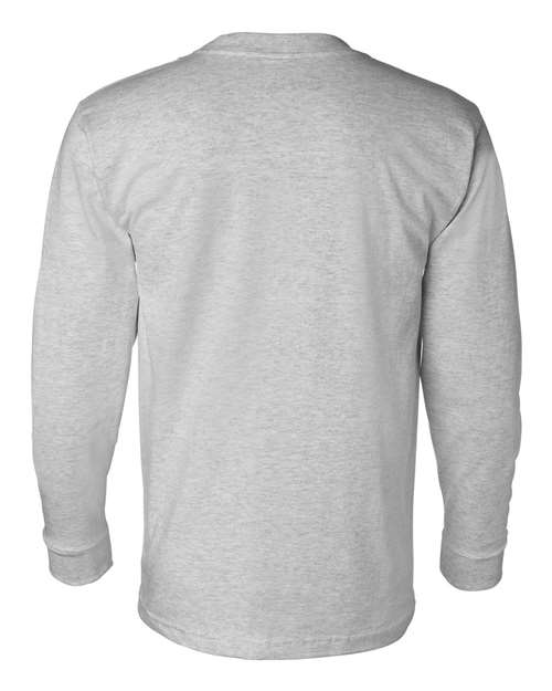 Bayside 8100 Unisex USA-Made Long Sleeve Pocket T-Shirt - Dark Ash - back