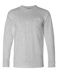 Bayside 8100 Unisex USA-Made Long Sleeve Pocket T-Shirt - Dark Ash - front
