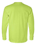 Bayside 8100 Unisex USA-Made Long Sleeve Pocket T-Shirt - Lime Green - back