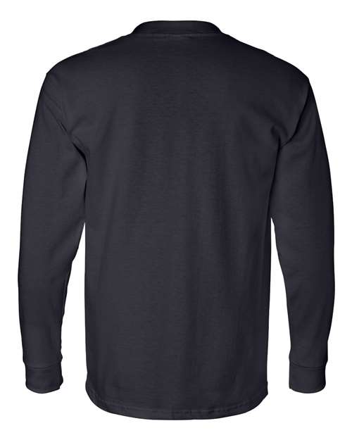 Bayside 8100 Unisex USA-Made Long Sleeve Pocket T-Shirt - Navy - back