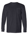 Bayside 8100 Unisex USA-Made Long Sleeve Pocket T-Shirt - Navy - front