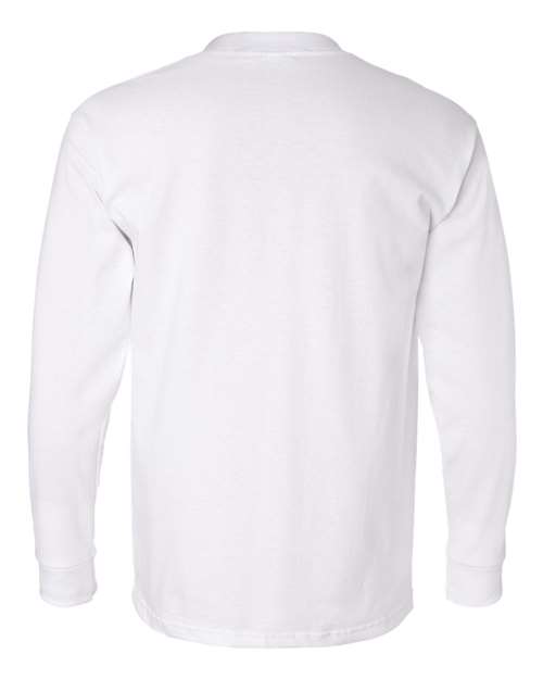 Bayside 8100 Unisex USA-Made Long Sleeve Pocket T-Shirt - White - back