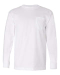 Bayside 8100 Unisex USA-Made Long Sleeve Pocket T-Shirt - White - front