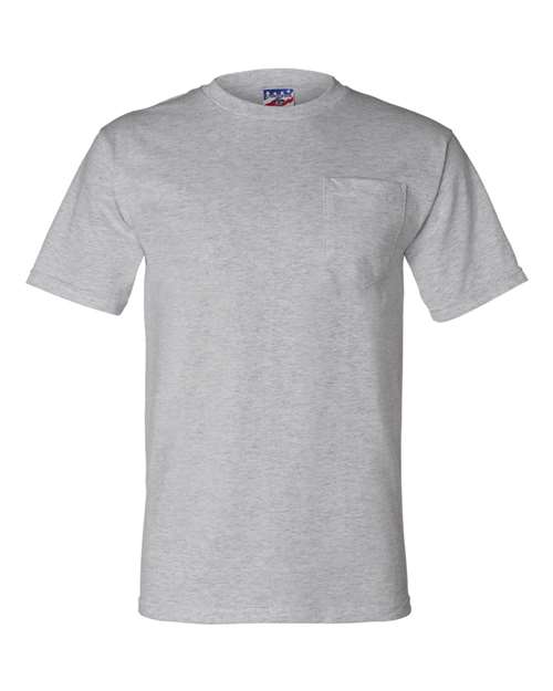 Bayside 3015 Unisex Union-Made Pocket T-Shirt - Dark Ash - front