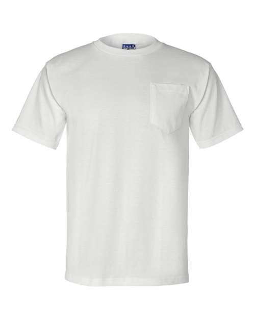 Bayside 3015 Unisex Union-Made Pocket T-Shirt - White - front