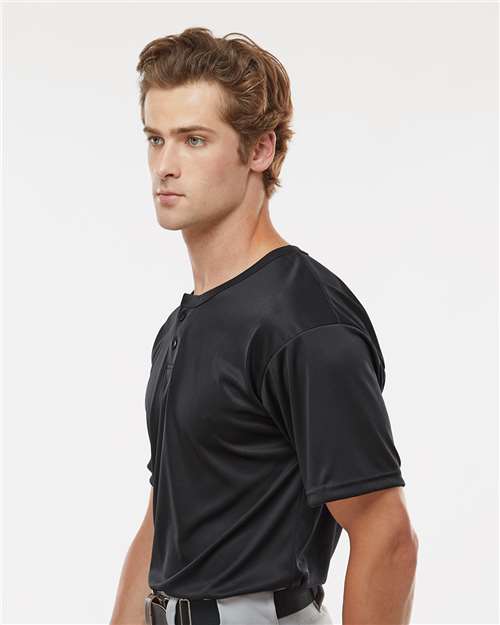 Alleson Athletic 7930 Men's B-Core Placket Jersey - Black - model side