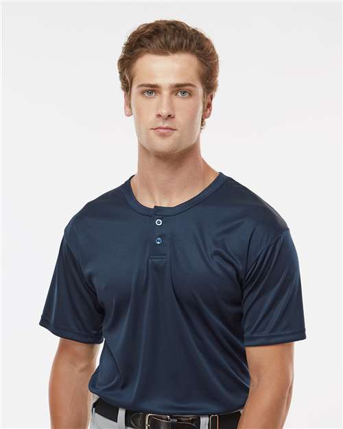 Alleson Athletic 7930 Men's B-Core Placket Jersey - Navy - model front
