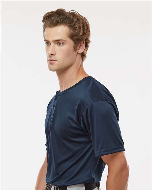Alleson Athletic 7930 Men's B-Core Placket Jersey - Navy - model side