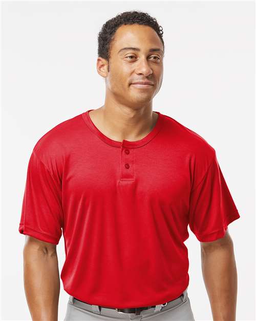 Alleson Athletic 7930 Men's B-Core Placket Jersey - Red - model front
