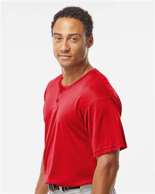 Alleson Athletic 7930 Men's B-Core Placket Jersey - Red - model side