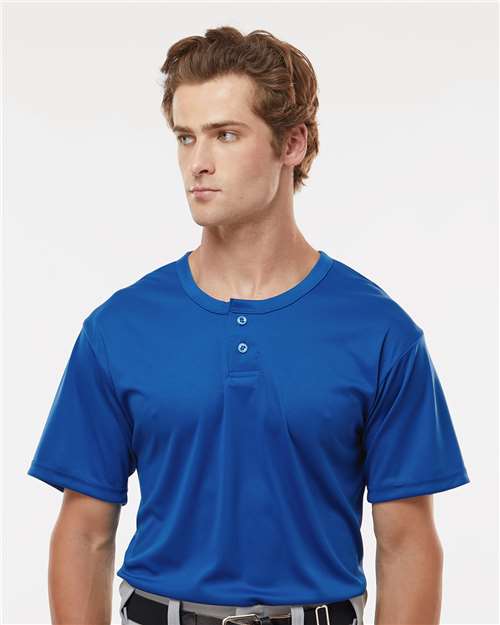 Alleson Athletic 7930 Men's B-Core Placket Jersey - Royal - model front