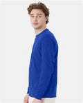 Hanes 5286 Essential-T Long Sleeve T-Shirt - Deep Royal - model side