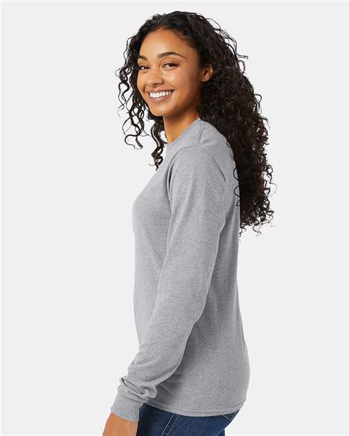 Hanes 5286 Essential-T Long Sleeve T-Shirt - Light Steel - model side