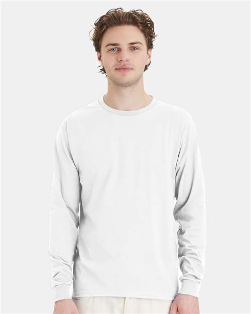 Hanes 5286 Essential-T Long Sleeve T-Shirt - White - model front