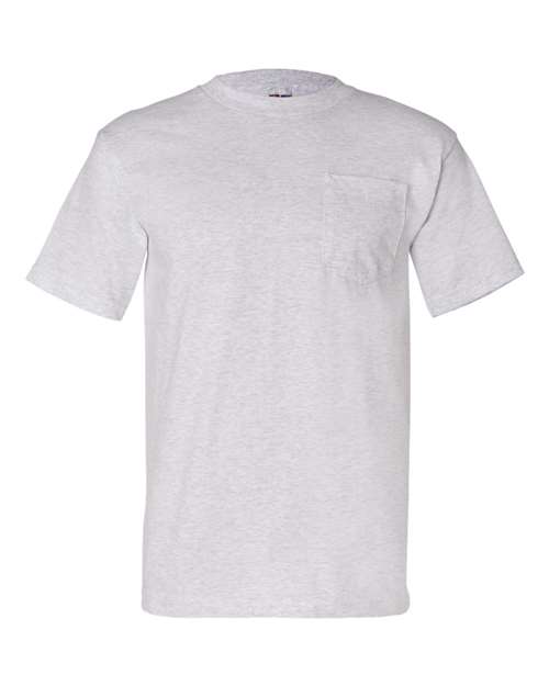 Bayside 7100 Unisex USA-Made Pocket T-Shirt - Ash - front