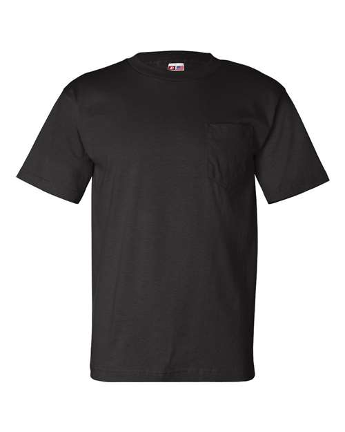 Bayside 7100 Unisex USA-Made Pocket T-Shirt - Black - front