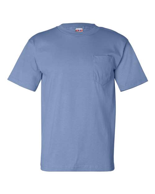 Bayside 7100 Unisex USA-Made Pocket T-Shirt - Carolina Blue - front