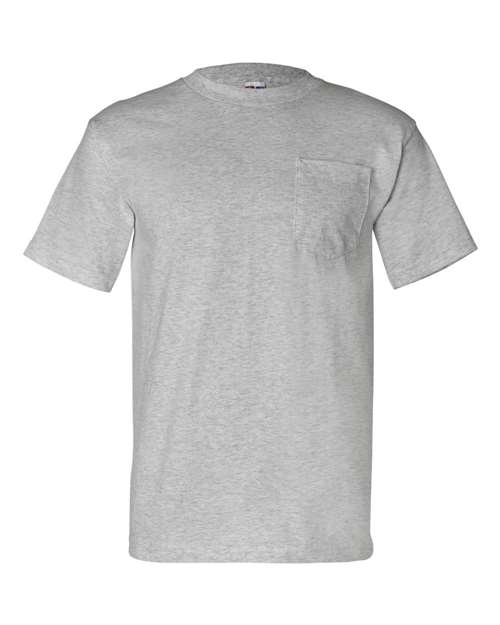 Bayside 7100 Unisex USA-Made Pocket T-Shirt - Dark Ash - front